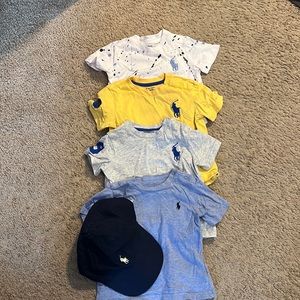 4 Ralph Lauren baby shirts and a Ralph Lauren baby hat